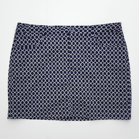 Mario  Serrani Comfort Stretch Skort Navy Blue White Morrocan Pattern Size Large - Picture 3 of 16